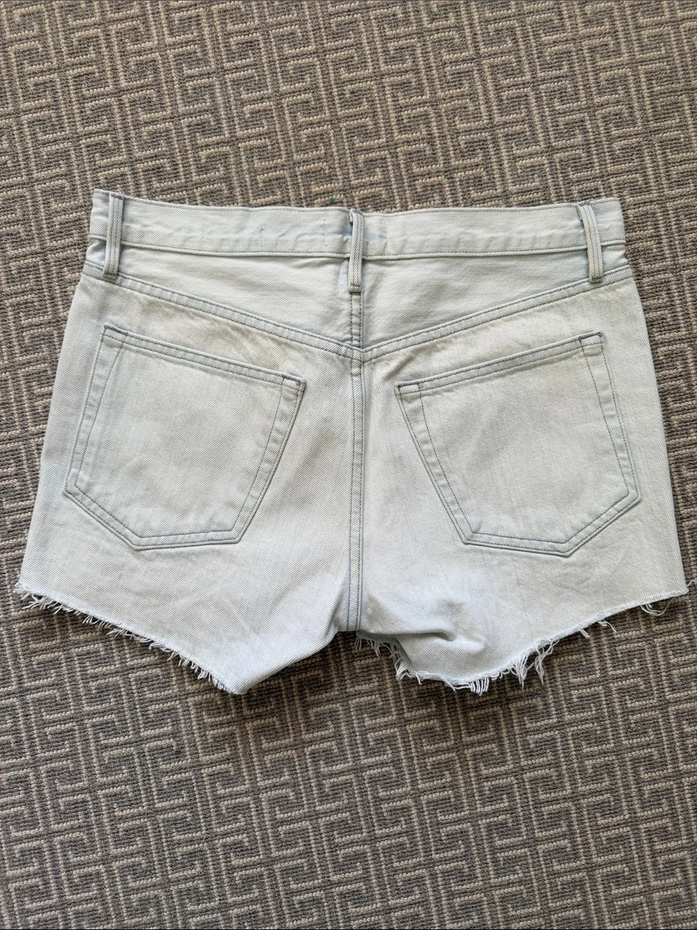 Frame Denim Shorts with Frayed Hem - light blue denim